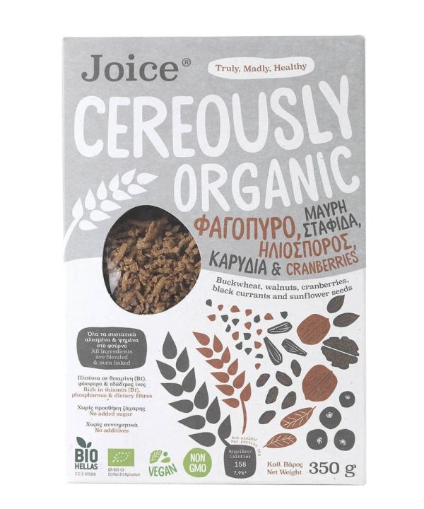 Joice Cereously Organic Δημητριακά με Φαγόπυρο Σταφίδα Cranberries Ηλιόσπορο & Καρύδια