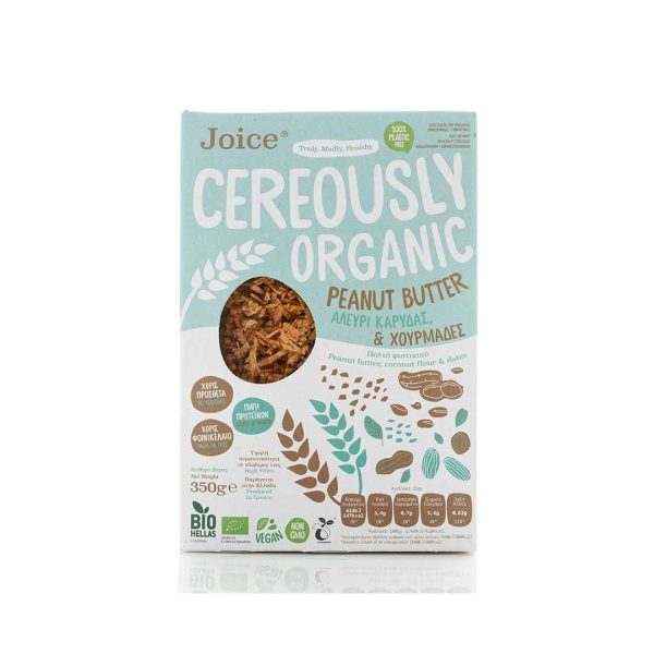 Joice Cereously Organic Δημητριακά με Φυστικοβούτυρο Αλεύρι Καρύδας & Χουρμάδες