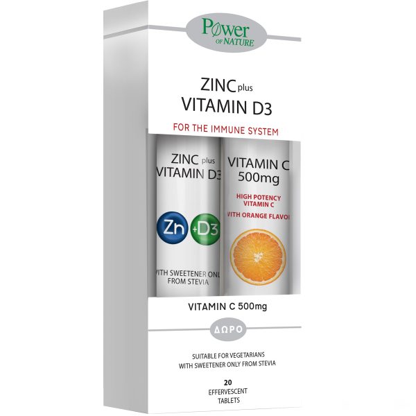 Power Of Nature Zinc Plus Vitamin D3 20 & Vitamin C 500mg