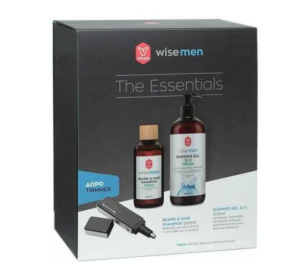 Vican Wise Μen Set Shower Gel 3 in 1 500ml Beard & Hair Shampoo 200ml & Trimmer