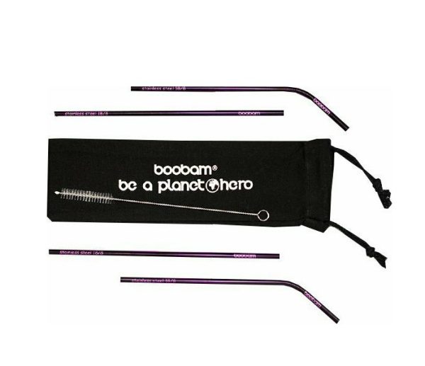 Boobam Straw Metal Purple Kαλαμάκια