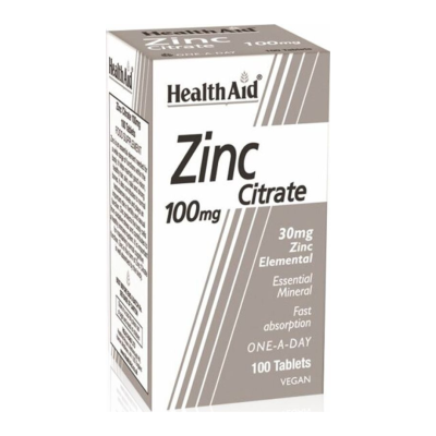 Health Aid Zinc Citrate 100mg Συμπλήρωμα Διατροφής με Ψευδάργυρο