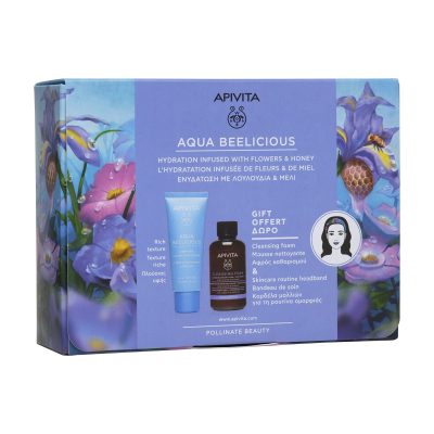 Apivita Aqua Beelicius Set Hydrating Cream 40ml & Cleansing Foam Face And Eyes 75ml & Κορδέλα Μαλλιών