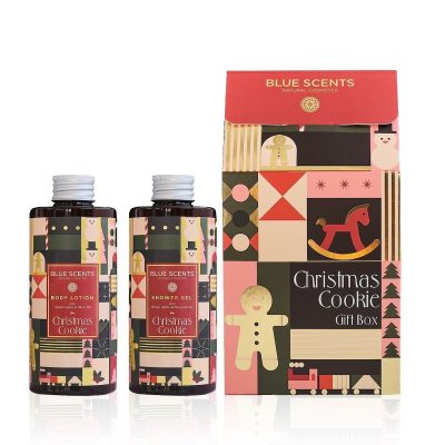 Blue Scents Christmas Cookie Gift Box With Shower Gel 300ml & Body Lotion 300ml